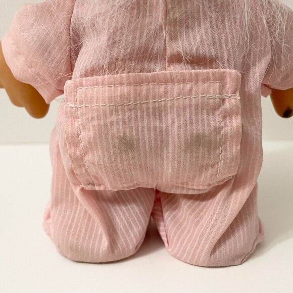 Vtg Russ Bedtime Sleepy Troll Doll Pajamas Pink Stripe Nightcap 8 Inch Tall - Picture 10 of 16